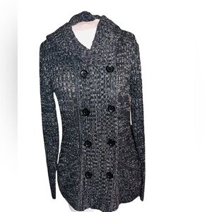 Grey double breasted cardigan sweater Size L